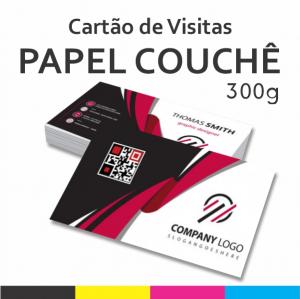 Cartão de Visita Couchê 300g 9x5cm  Sem Revestimento Corte Reto 